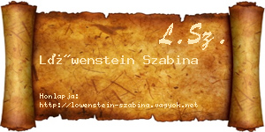 Löwenstein Szabina névjegykártya